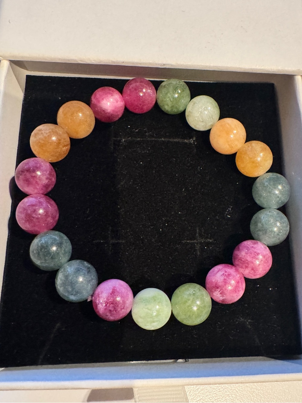 Tourmaline natural Multicolor Beaded Gemstone Stretch Bracelet - Vibrant Colors